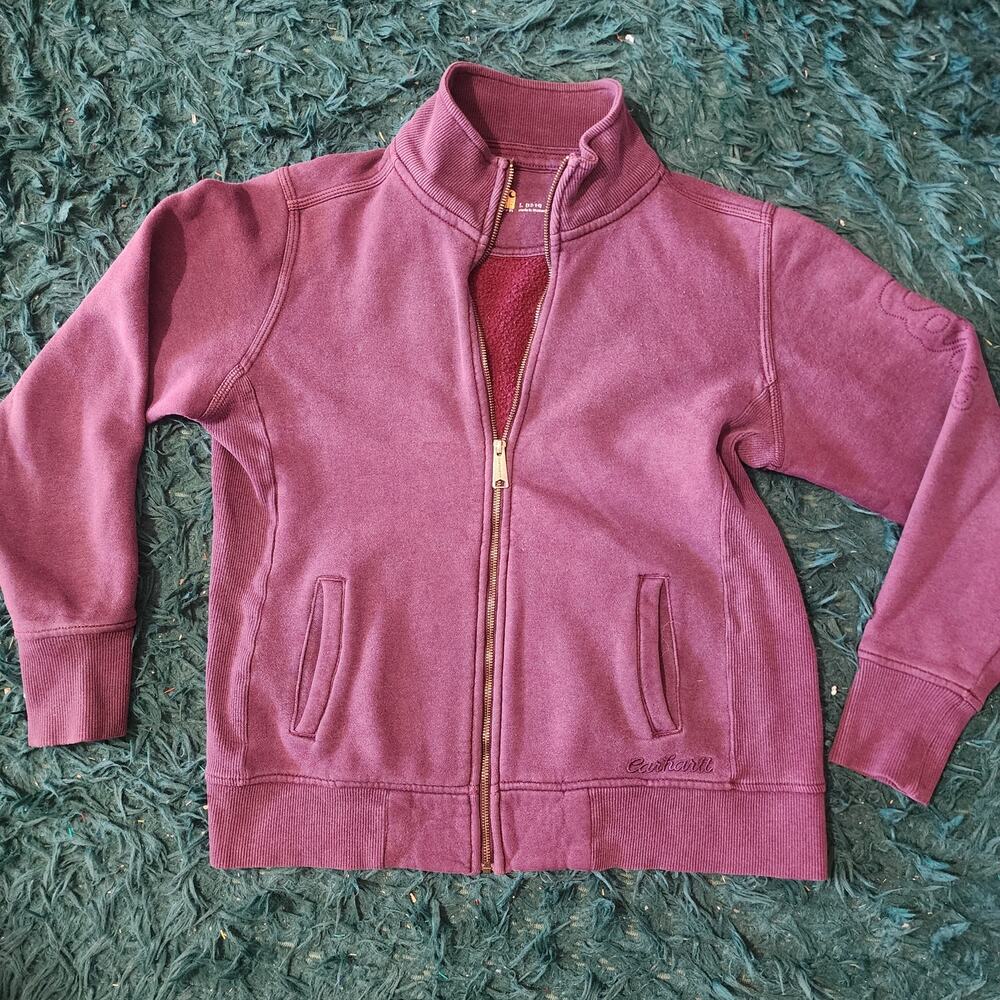 Carhartt Women’s Burgundy Full Zip Mock Neck Sweatshirt Jacket